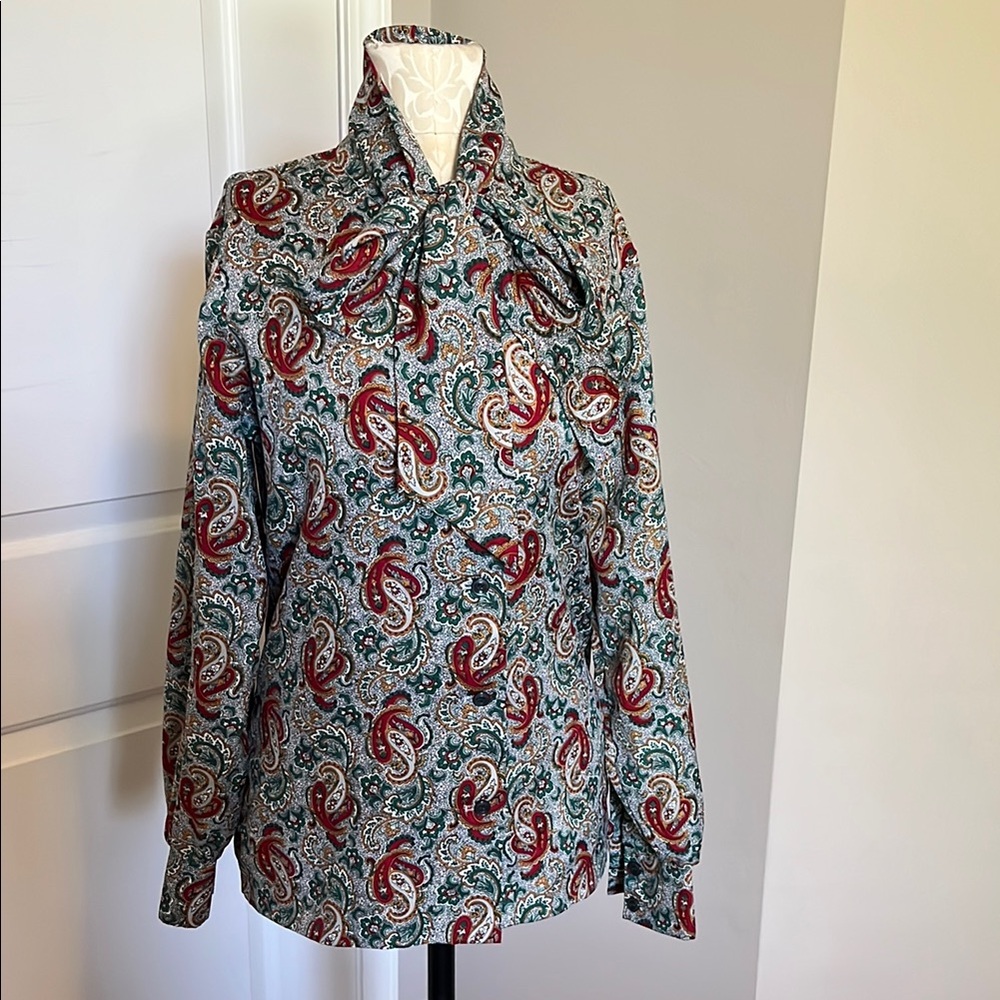 Elegant Paisley Blouse with Bow